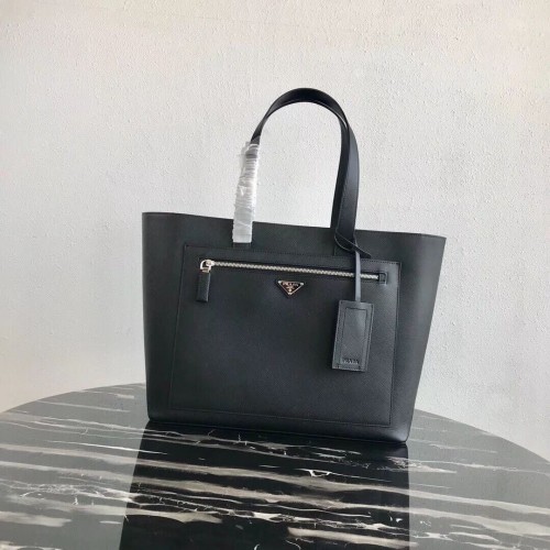 Prada Embleme Tasche aus Saffiano-Leder 2VE015 schwarz