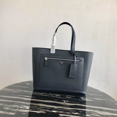 Prada Embleme Tasche aus Saffiano-Leder 2VE015 dunkelblau
