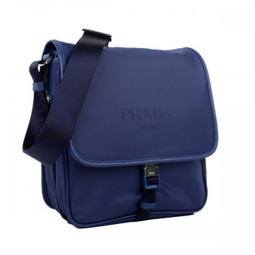 Prada Stoff Umhängetasche V166 Blau