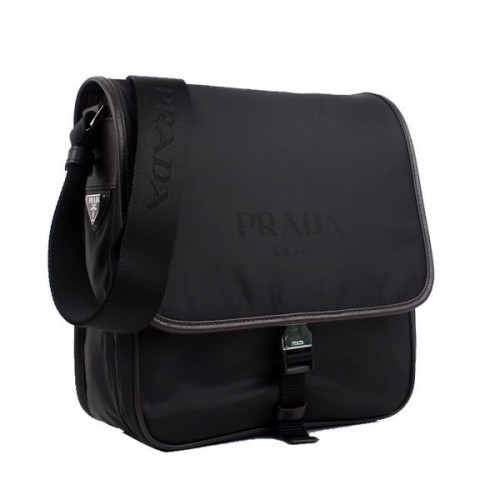 Prada Stoff Umhängetasche V166 Braun