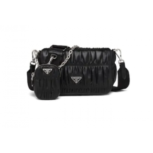 Prada Gaufre Schultertasche aus Nappaleder 1BD289 schwarz