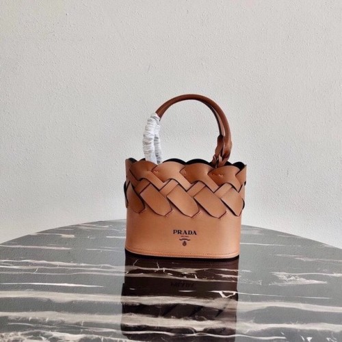 Prada Leder Tress Tote 1BG318 apricot