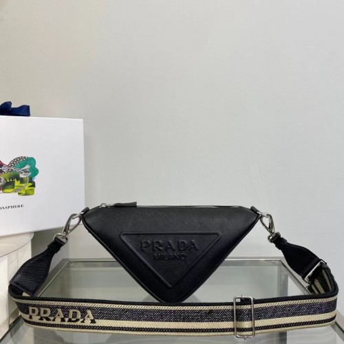 Prada Leather Triangle Umhängetasche 2EV055 schwarz