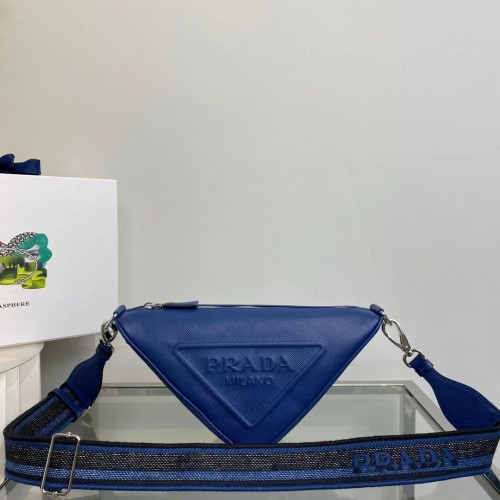 Prada Leather Triangle Umhängetasche 2EV055 blau