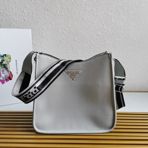 Prada Ledertasche mit Schulterriemen 1BC073 grau