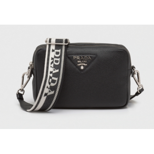 Prada Ledertasche mit Schultergurt 1BH082 schwarz
