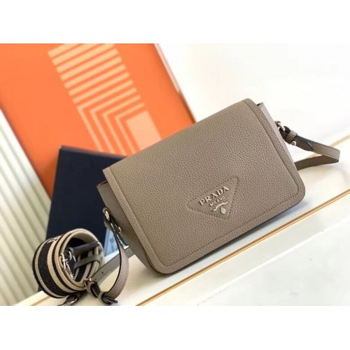 Prada Ledertasche mit Schulterriemen 1DB443 grau