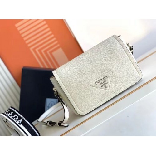 Prada Ledertasche mit Schultergurt 1DB443 weiß