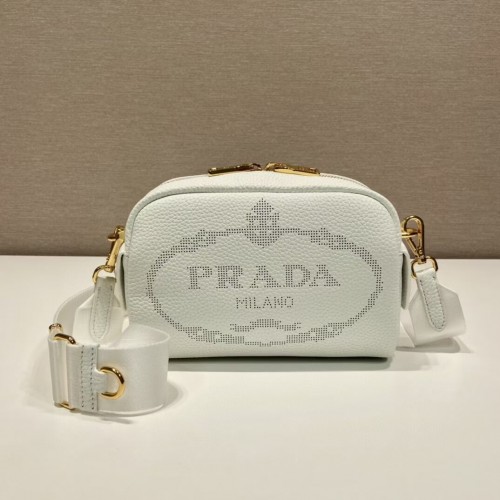 Prada Ledertasche mit Schultergurt 1DH781 weiß