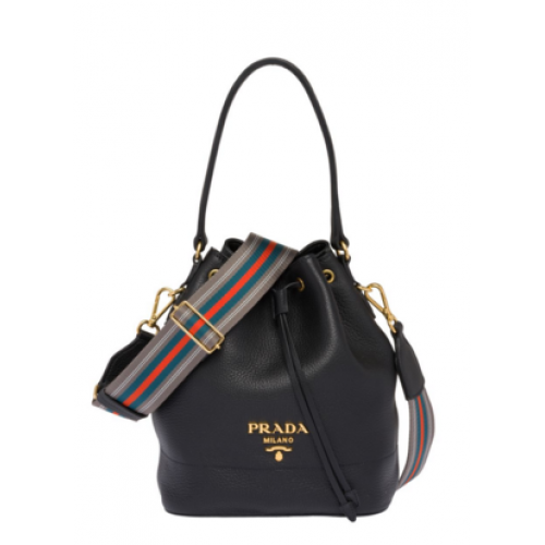 Prada Leder Beuteltasche 1BE018 schwarz