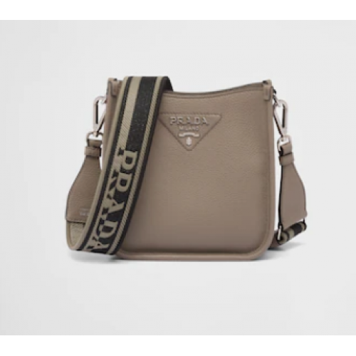 Prada Mini-Schultertasche aus Leder 1BH191 grau