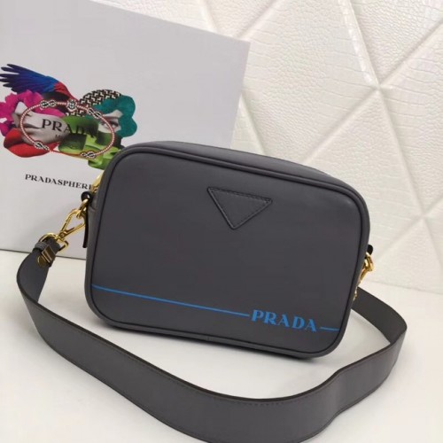 Prada Leder Umhängetasche 1BH093 grau