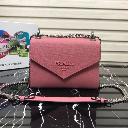 Prada Monochrome Tasche aus Saffiano-Leder 1BD127 rosa