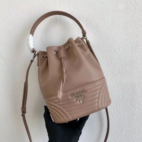 Prada Original Kalbsleder Bucket Bag 1BH038 Nude