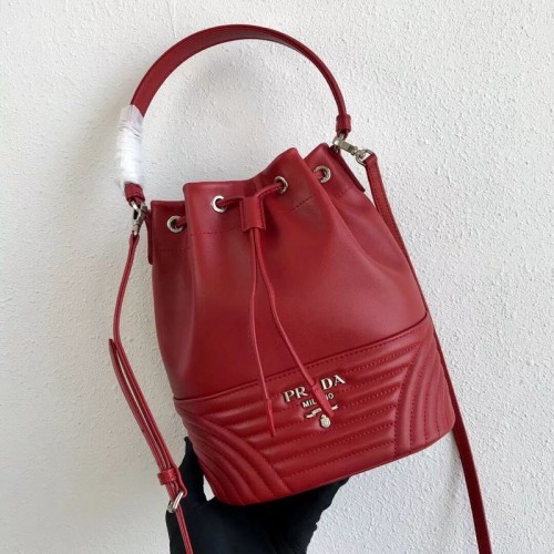 Prada Original Kalbsleder Bucket Bag 1BH038 Rot