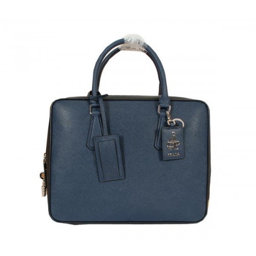 Prada Original Aktentasche aus Leder 305M Blau