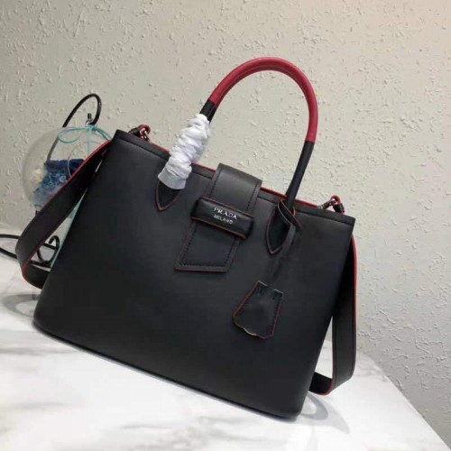 Prada Original Ledertasche P13582 Schwarz Rot