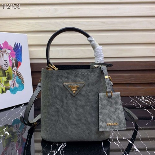 Prada Panier kleine Original Saffiano Tasche 1BA217 Grau