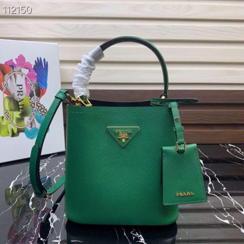 Prada Panier kleine Original Saffiano Tasche 1BA217 Grün