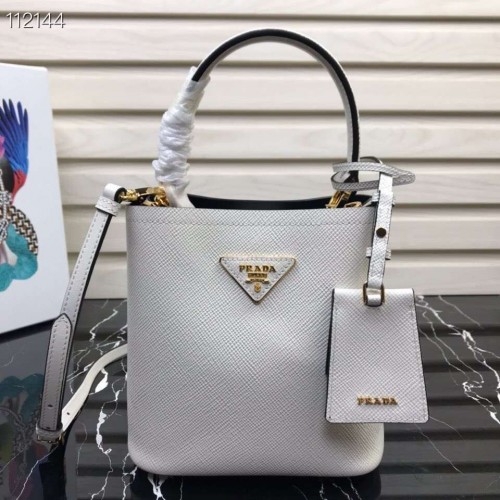 Prada Panier kleine Original Saffiano Tasche 1BA217 Weiß