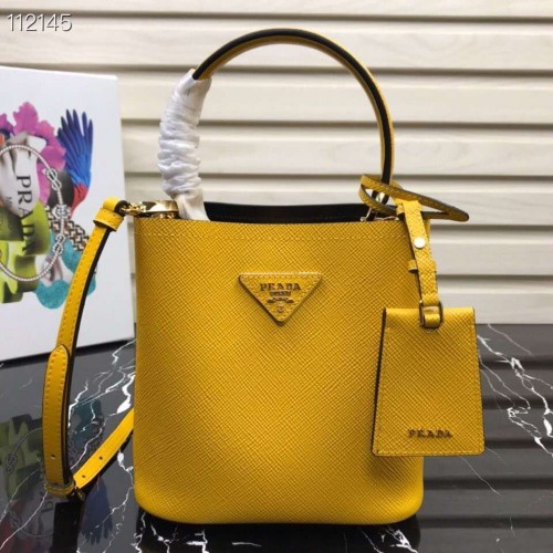 Prada Panier kleine Original Saffiano Tasche 1BA217 Gelb