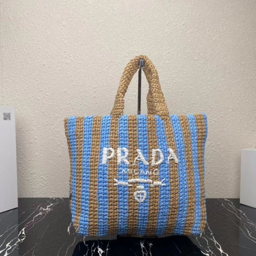 Prada Raffia Tragetasche 1NE229 hellblau