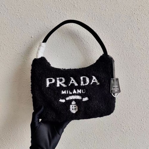 Prada Re-Edition 2000 Frottee-Minitasche 1NE515 schwarz