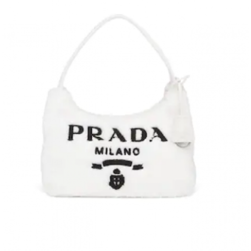 Prada Re-Edition 2000 Frottee-Minitasche 1NE515 weiß