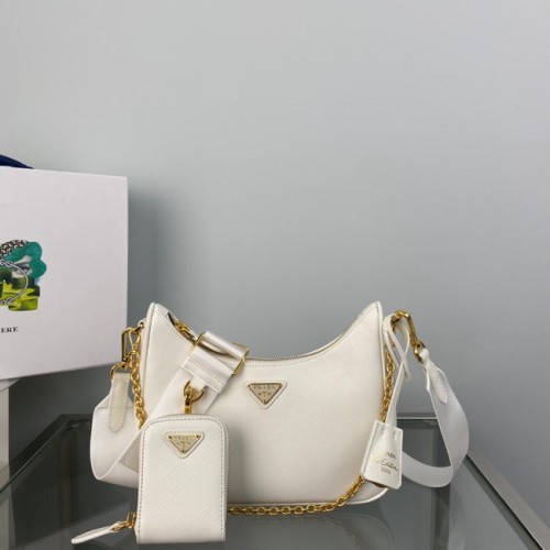 Prada Re-Edition 2005 Saffiano Umhängetasche 1BH204 weiß