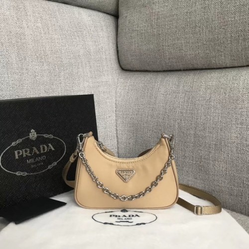 Prada Re-Edition 2005 Mini-Umhängetasche aus Nylon 1BH203 Apricot
