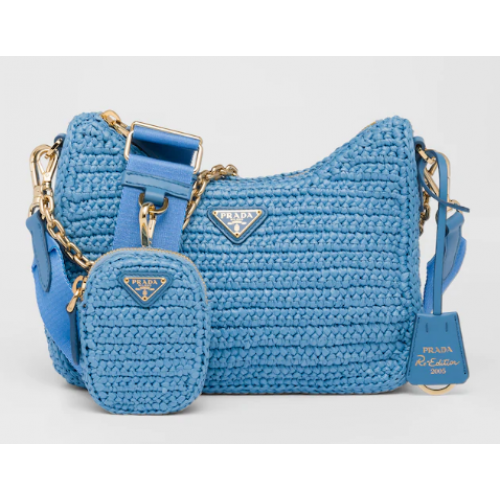 Prada Re-Edition 2005 Basttasche 1BH204 himmelblau
