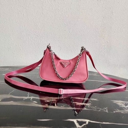 Prada Re-Edition Mini-Umhängetasche aus Nylon 1TT122 Rosa