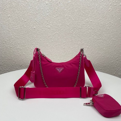 Prada Re-Edition Nylon Umhängetasche 1BH204 Dunkelrosa
