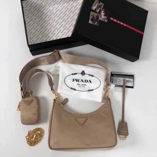 Prada Re-Edition Nylon Umhängetasche 1BH204 apricot