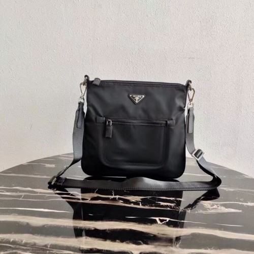 Prada Umhängetasche aus Re-Nylon und Saffiano-Leder VA0715 schwarz