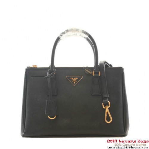 Prada Saffiano Leder 30cm Tragetasche BN1801 Schwarz