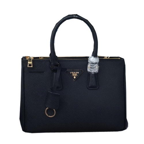 Prada Saffiano-Leder-Einkaufstasche PBN1801 Schwarz