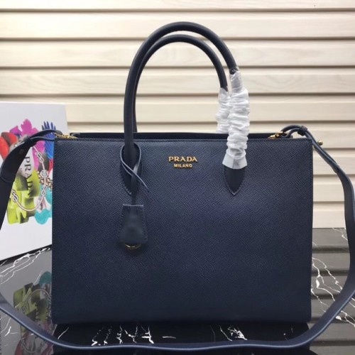 Prada Saffiano Leather Tote Large 1BA153 dunkelblau