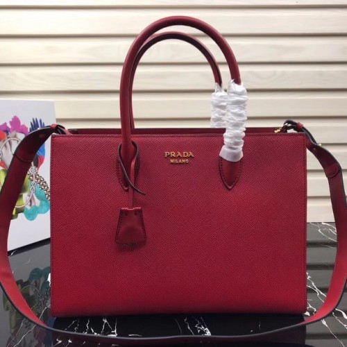 Prada Saffiano Leather Tote Large 1BA153 rot