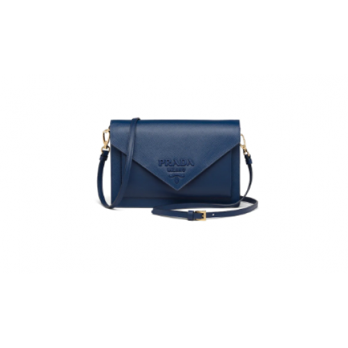 Prada Mini-Tasche aus Saffiano-Leder 1BP020 blau