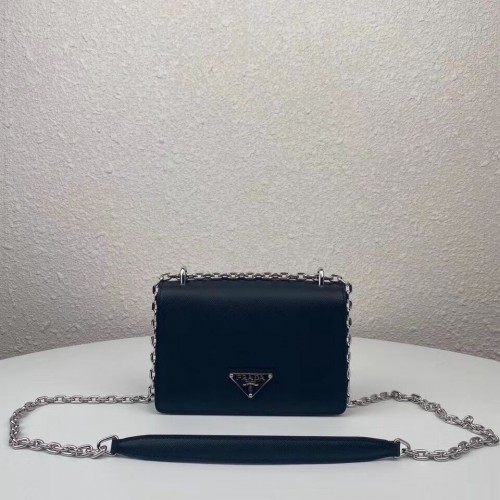 Prada Mini-Schultertasche aus Saffiano-Leder 2BD032 schwarz