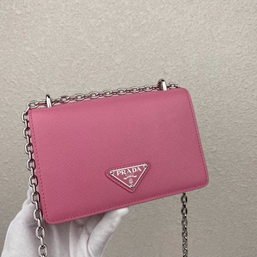 Prada Mini-Schultertasche aus Saffiano-Leder 2BD032 Rosa