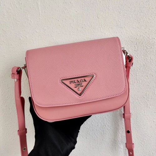 Prada Mini-Schultertasche aus Saffiano-Leder 2BD249 Rosa
