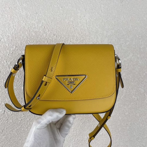 Prada Mini-Schultertasche aus Saffiano-Leder 2BD249 gelb