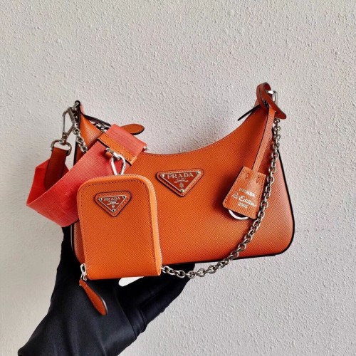 Prada Mini-Schultertasche aus Saffiano-Leder 2BH204 orange