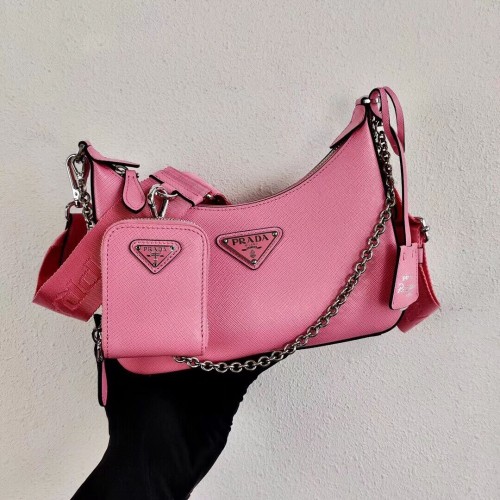 Prada Mini-Schultertasche aus Saffiano-Leder 2BH204 Rosa