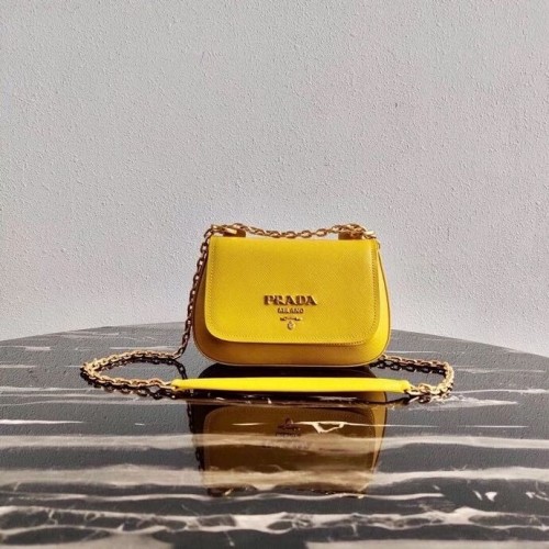 Prada Saffiano-Leder-Umhängetasche 2BD275 gelb