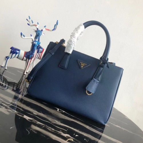 Prada Saffiano original Leder Tragetasche 1BA1801 blau