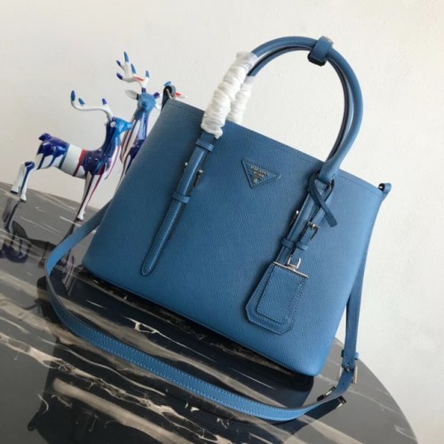 Prada Saffiano Original Leder Tragetasche BN2838 blau