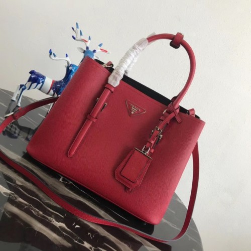 Prada Saffiano Original Leder Tragetasche BN2838 rot